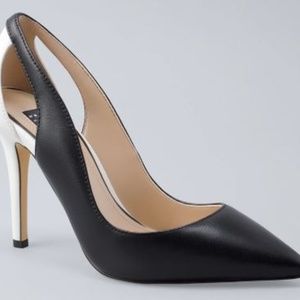 Leather Contrast Cutout Pumps/Two Tone Heels